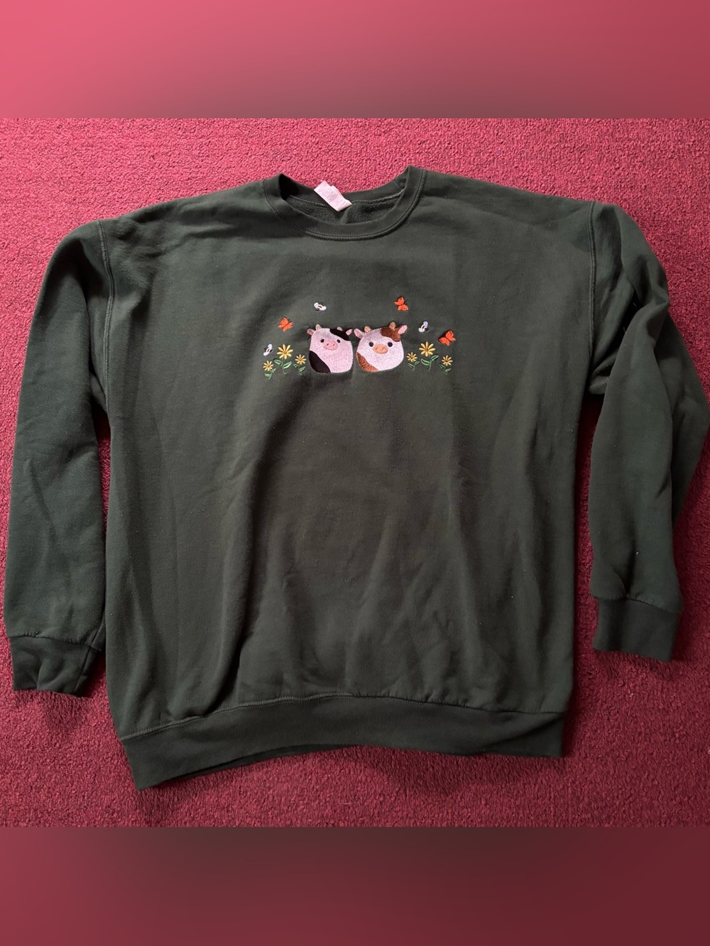 Jerzees custom embroidered squishmallow cows sweatshirt XL
